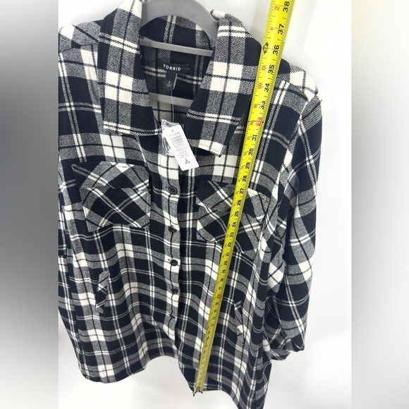 Torrid Cotton Brushed Midi Shacket Womens 3X Plaid Jacket Coat Button Down NWT - Picture 12 of 14